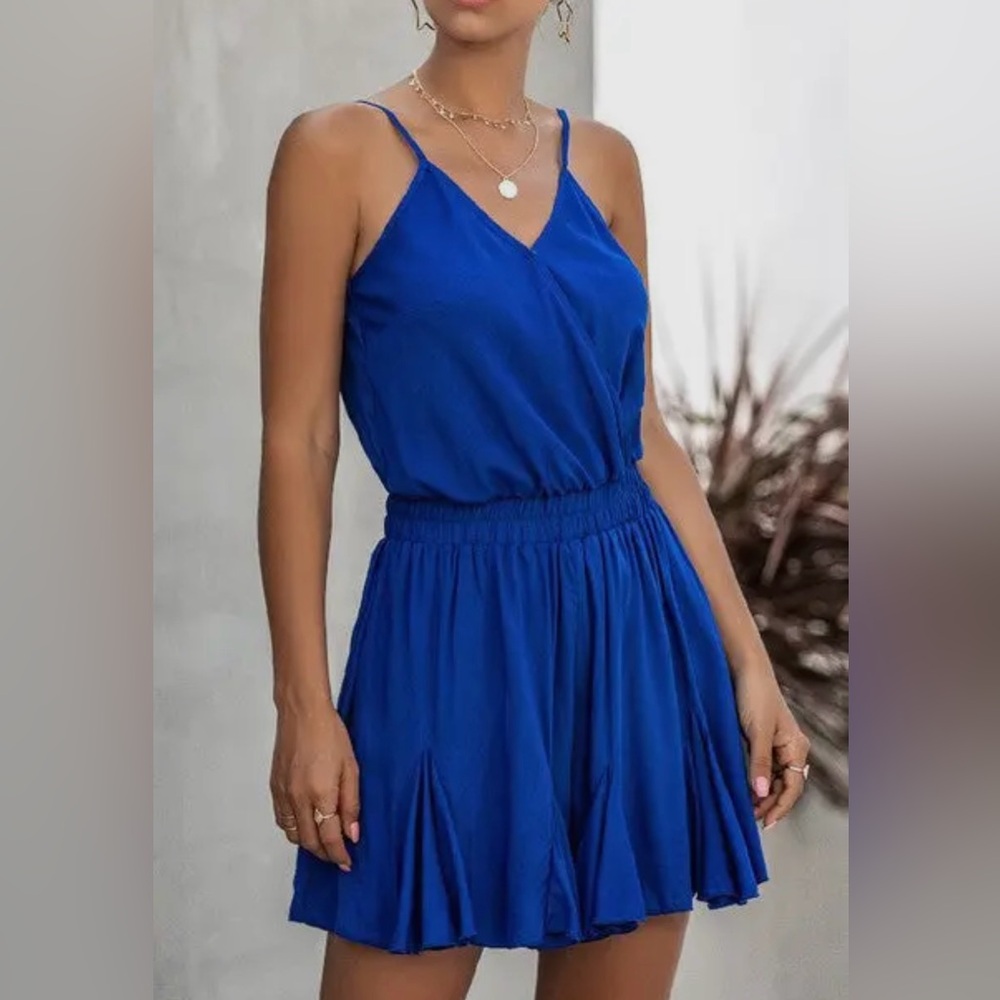 Spaghetti Strap V Neck Swing Dress